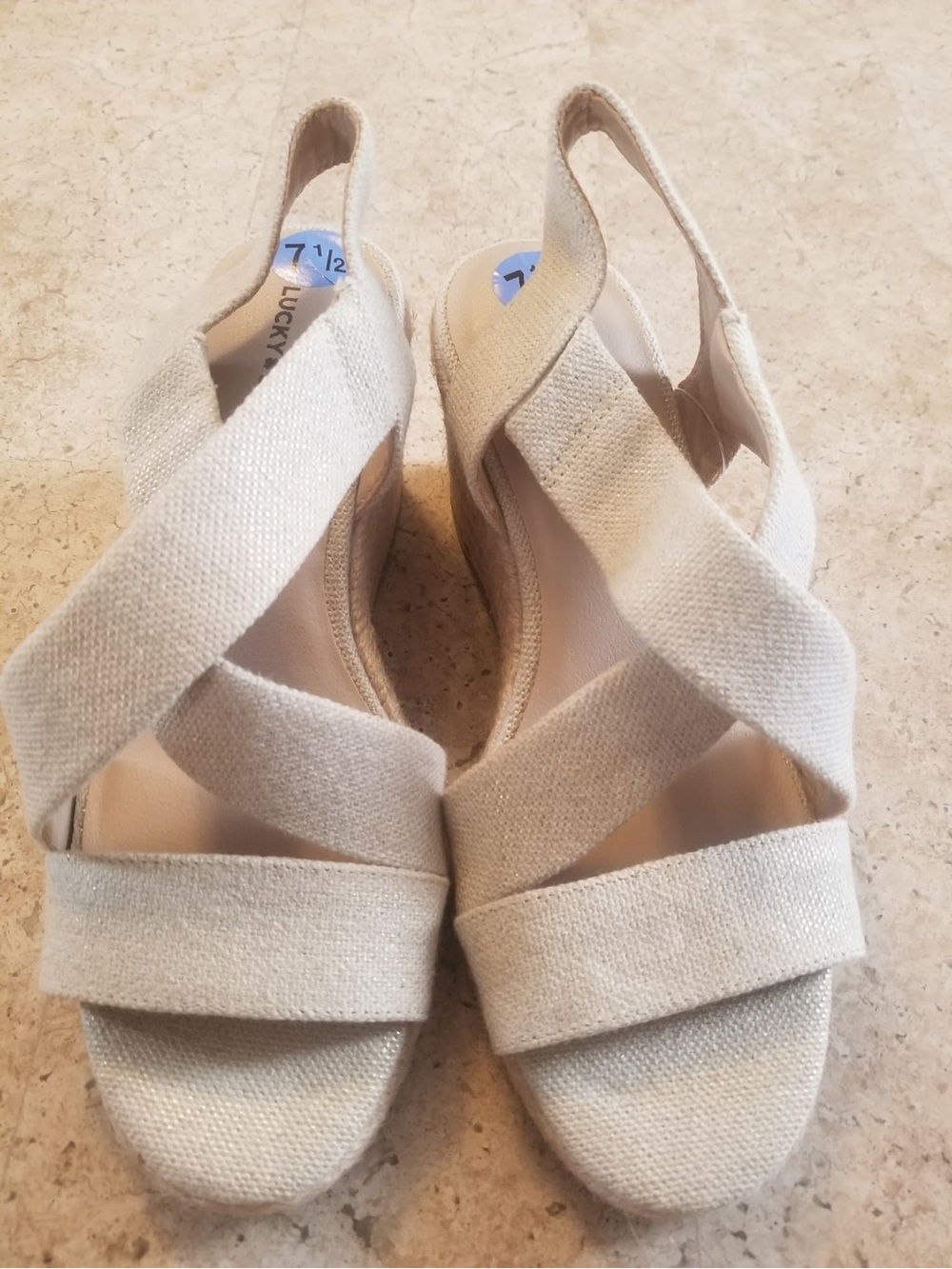 Lucky Brand Natural/Cream Crisscross Wedge Sandals